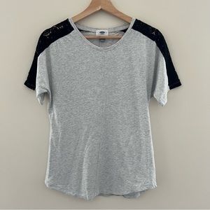Old Navy Gray and Black Lace Top